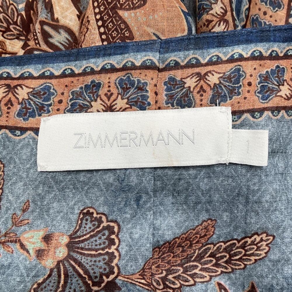 Zimmermann Bohemian Blue Cream Indienne Floral Ascension Halter Maxi Dress Size - Picture 4 of 7